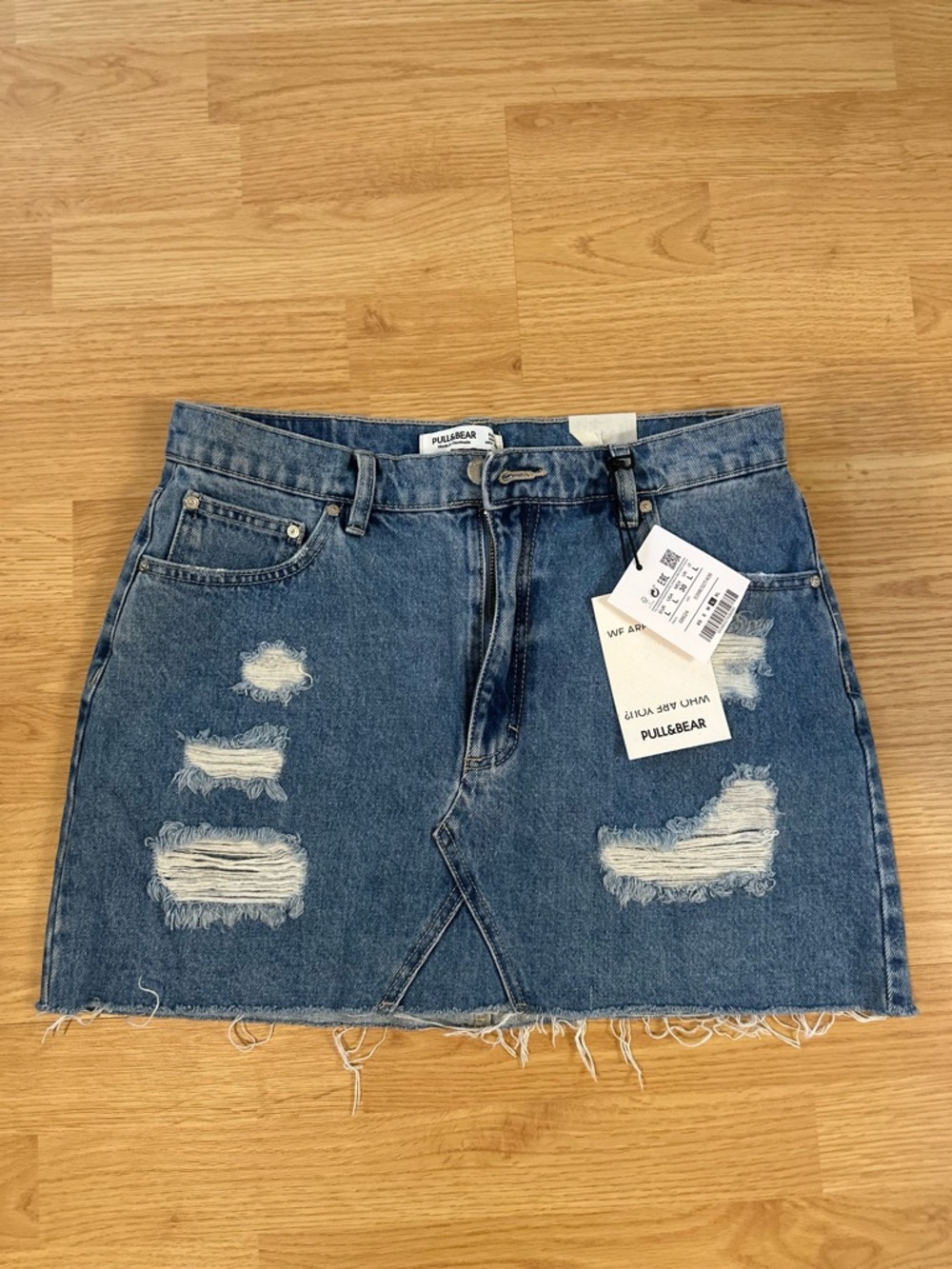 Pull&Bear Distressed Blue Denim Mini Skirt